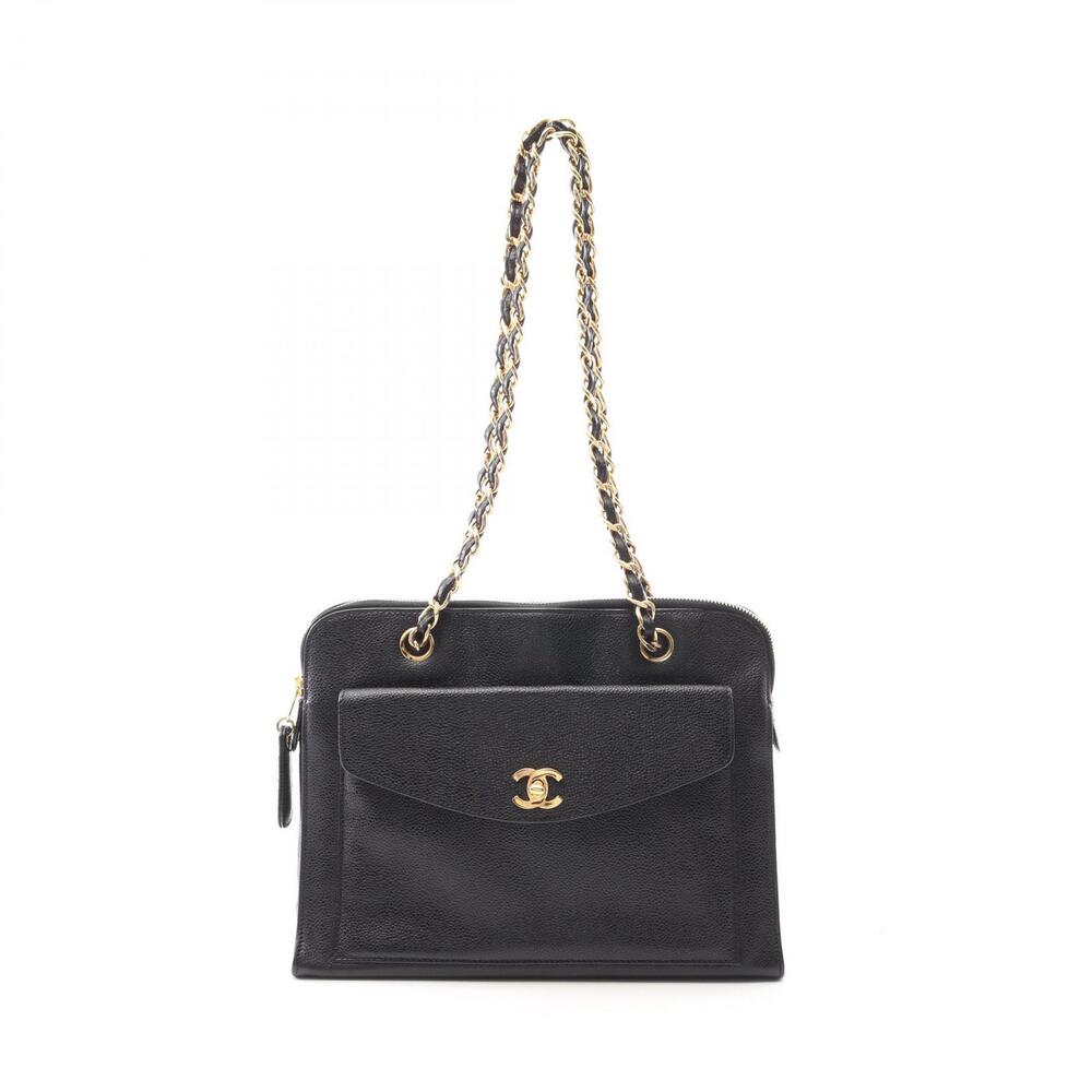 Chanel Coco Mark Shoulder Bag Caviar Leather Grained Calfskin Black